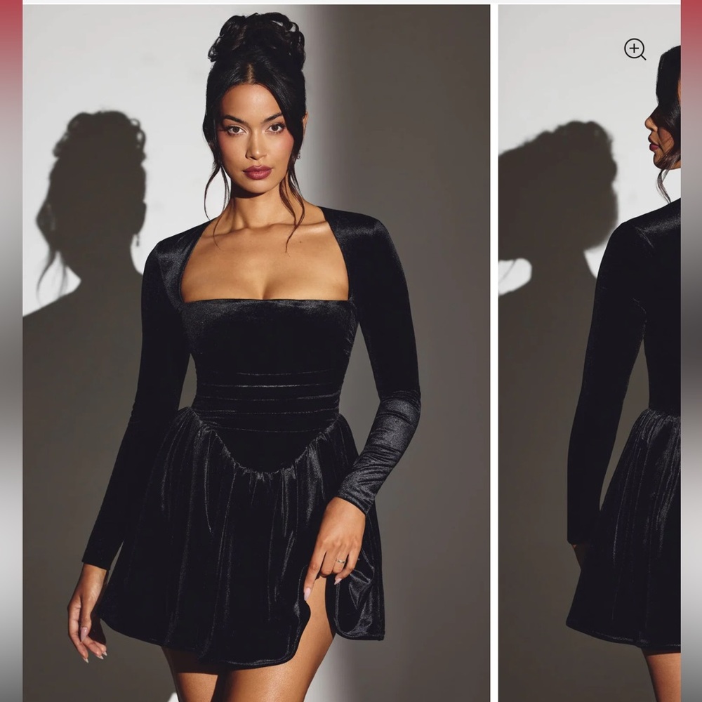 Oh Polly Elegant Black Long Sleeve Dress
